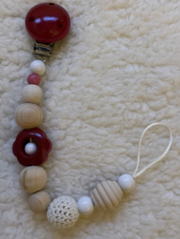 Pacifier clip burgundy red flower