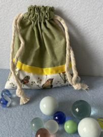 Marble bag green - birds