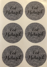 Eid Mubarak stickers grijs/zilver (vel van 6)