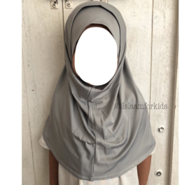 2 delige stretch kinder hoofddoek licht grijs