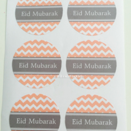 Eid Mubarak stickers Roze/grijs (vel van 6)