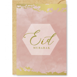 Wenskaart Eid Mubarak roze