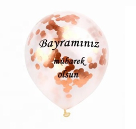 Ballonnen Bayraminiz mubarek olsun rosé confetti (5 stuks)