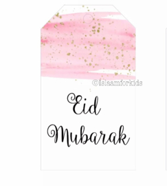 Eid Mubarak label roze/goud