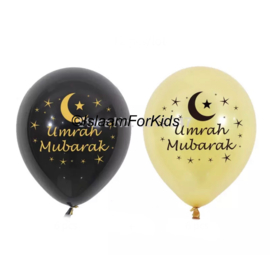 Umrah Mubarak ballonnen goud/zwart (10 stuks)