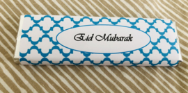Eid Mubarak chocolade reep blauw/wit