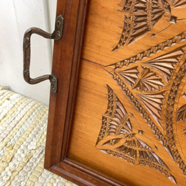 Jugendstil snijwerk dienblad