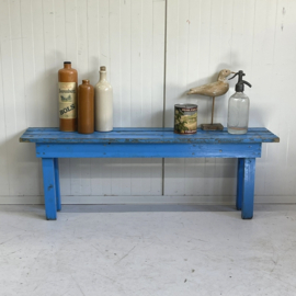Blauw brocante bankje/sidetable