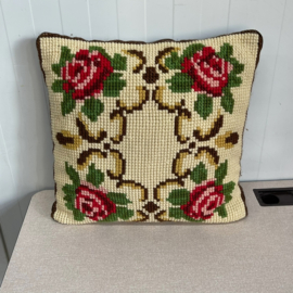 Vintage smyrna kussen bloem