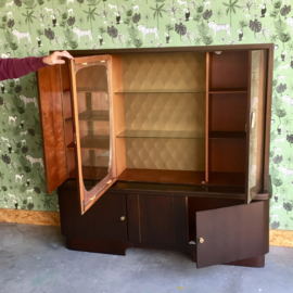 Midcentury highboard vitrinekast