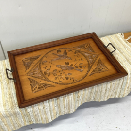 Jugendstil snijwerk dienblad