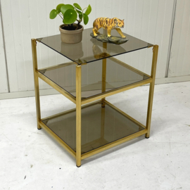 Messing & rookglas bijzettafel Regency