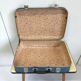 Blauwe vintage koffer