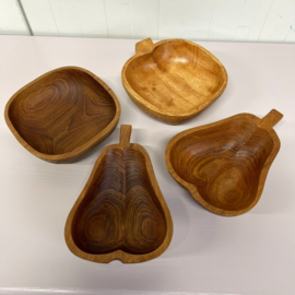 Set teakhouten snackschaaltjes