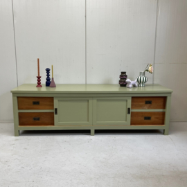 Restyle teak TV kast olijfgroen