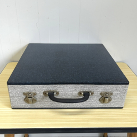 Blauw/grijze vinyl koffer