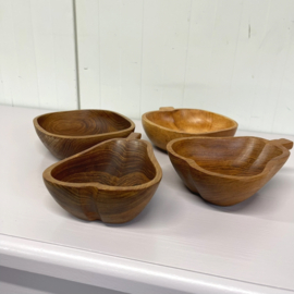 Set teakhouten snackschaaltjes