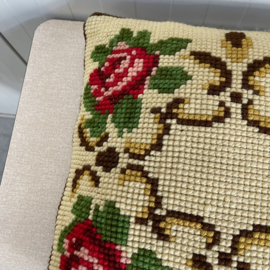 Vintage smyrna kussen bloem