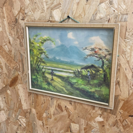 Vintage aquarel in lijst