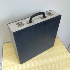 Blauw/grijze vinyl koffer
