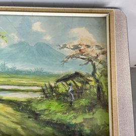 Vintage aquarel in lijst