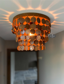Metalen schijfjeslamp plafonnière roest, kleine schijfjes