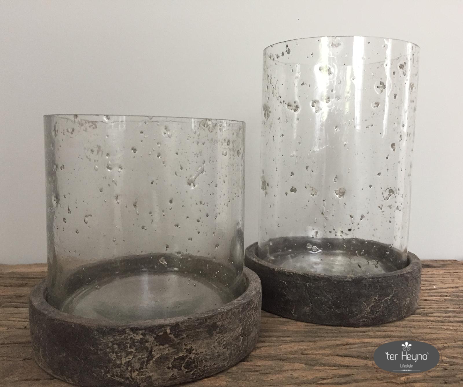 Set van 2 glazen windlichten / potjes met deksel