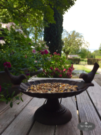Gietijzeren vogelbad op voet