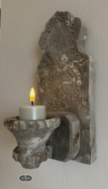 Oud houten wand kandelaar