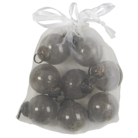 Zakje met 8 Christmas ornaments mini Grey