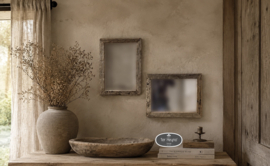 Oud houten truckwood spiegel
