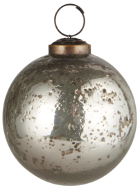 Christmas ornament pebbled glass Silver Ø8 cm