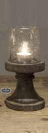 Waxinehouder glas op houten voet