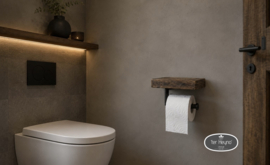Oud houten toiletrol houder