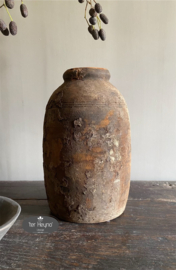 Oude houten pot kruik Aura Peeperkorn