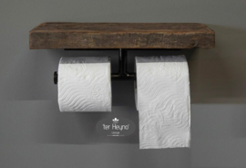 Oud houten toiletrol houder dubbel