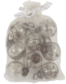 Zakje met 8 Christmas ornaments mini Clear