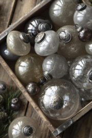 Christmas ornament bubbled glass Grey Ø6,3 cm