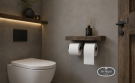 Oud houten toiletrol houder dubbel