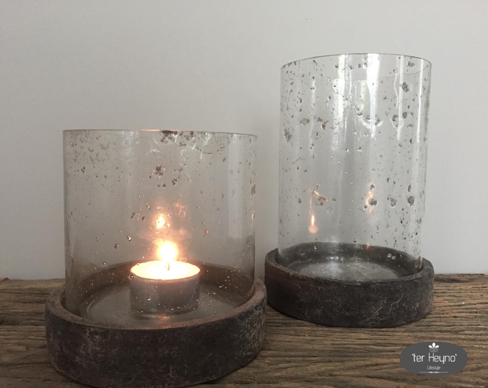 Set van 2 glazen windlichten / potjes met deksel