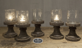 Waxinehouder glas op houten voet