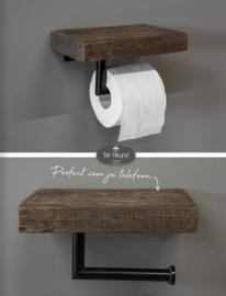 Oud houten toiletrol houder