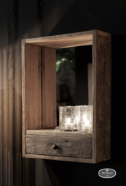 Oud houten spiegel met lade