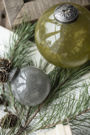Christmas ornament pebbled glass Grey Ø5,8 cm
