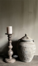 Houten bol kandelaar L