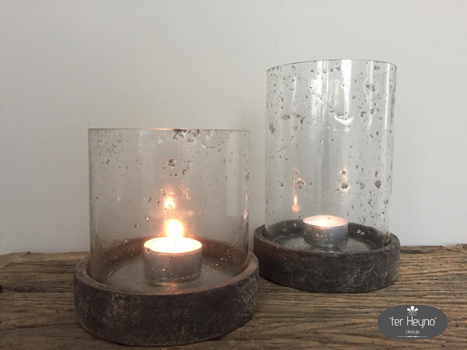 Set van 2 glazen windlichten / potjes met deksel