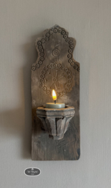 Oud houten wand kandelaar