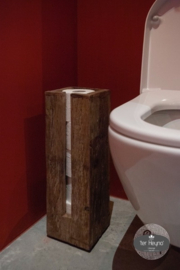 Oud houten toiletrol dispenser houder