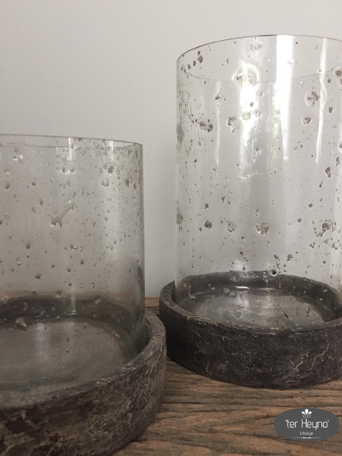 Set van 2 glazen windlichten / potjes met deksel