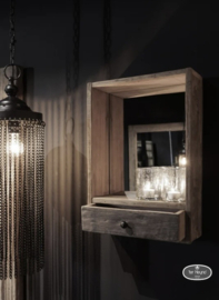 Oud houten spiegel met lade